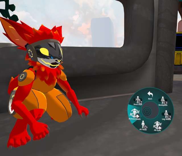Screenshot of the avatar in-game with the expression menu open