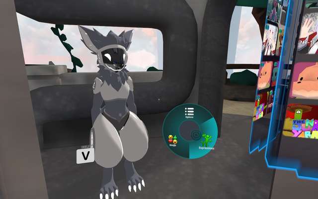 Screenshot of the avatar in-game with the expression menu open