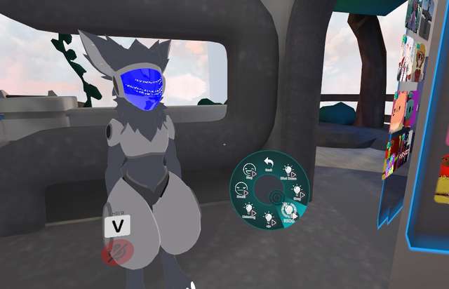 Screenshot of the avatar in-game with the expression menu open